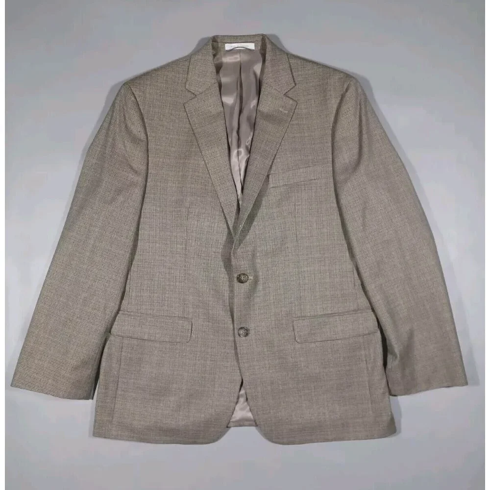 Lauren Ralph‎ Lauren Blazer Mens 42R Tan Plaid 2 Button Jacket